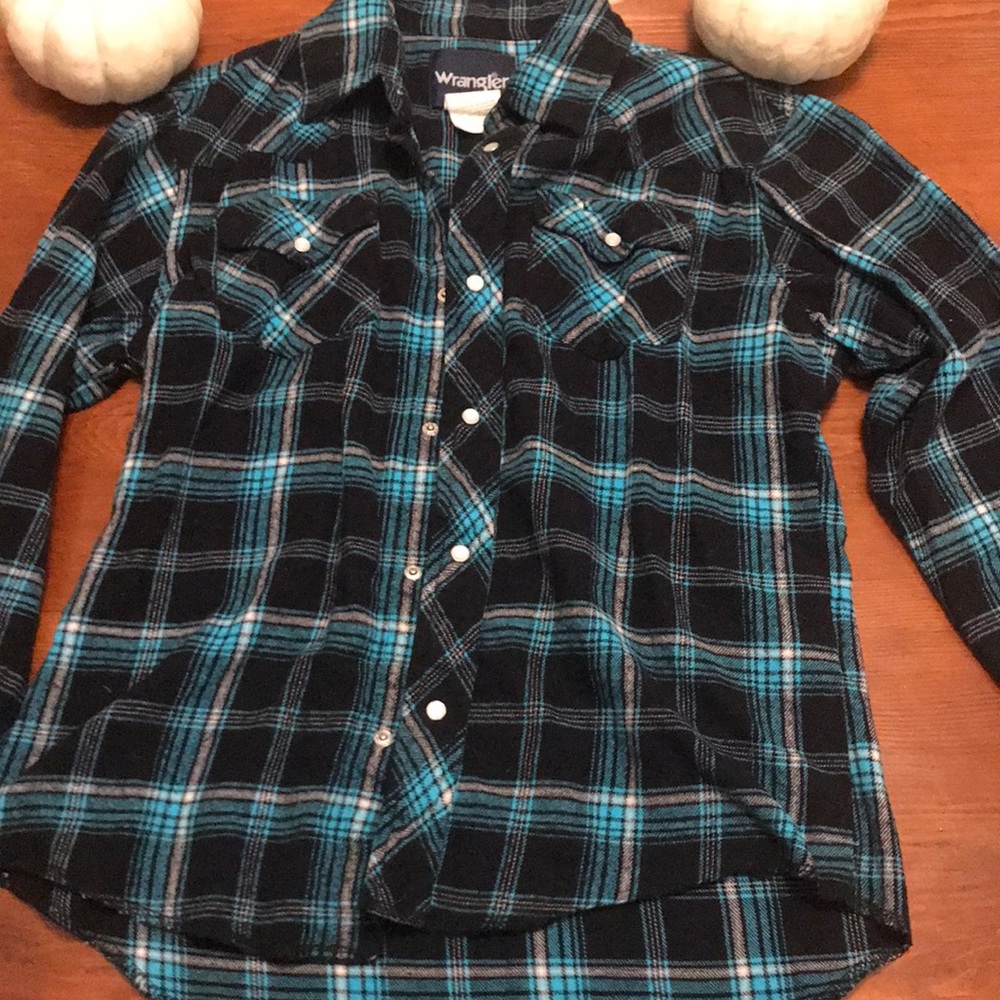NWOT Blue flannel with snaps